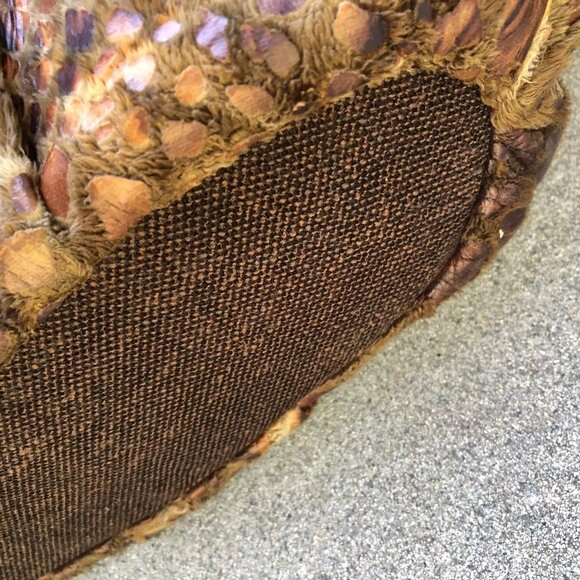 CONNIE GUNDERSON Ventura CA Designer Shoulder Purse Satchel Fuzzy Hand Bag Brown - Picture 5 of 16